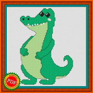 Cheerful alligator cross stitch pattern