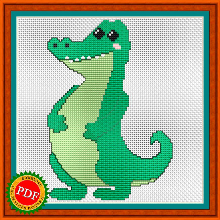 Alligator Cross Stitch Pattern | Charming Alligator Chart for Animal ...