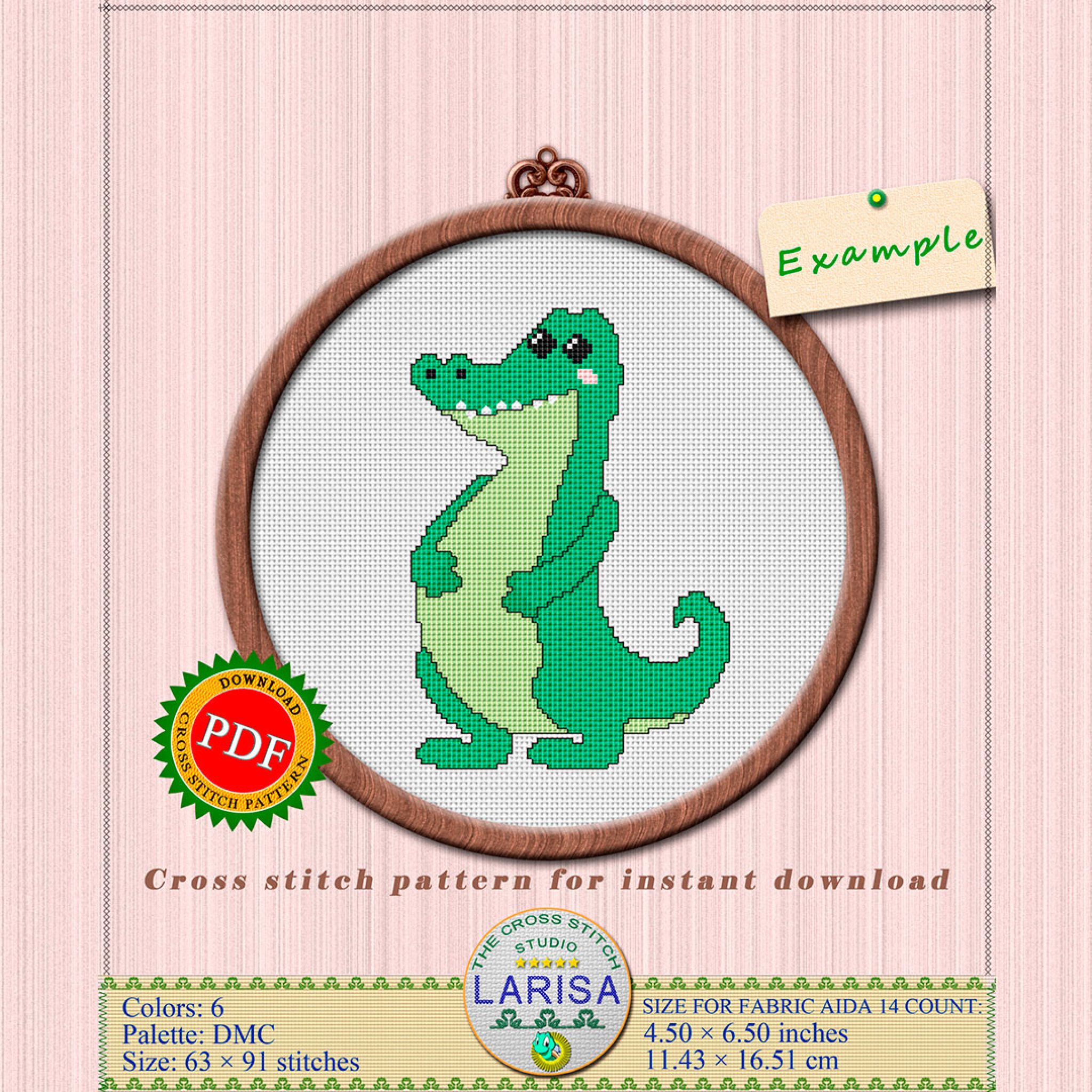 Alligator Cross Stitch Pattern | Charming Alligator Chart for Animal ...