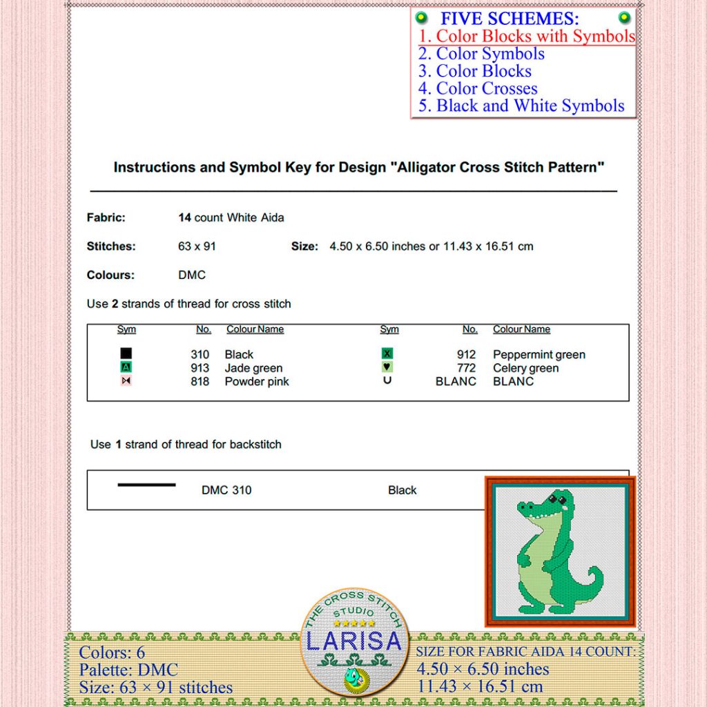 Alligator Cross Stitch Pattern | Charming Alligator Chart for Animal ...