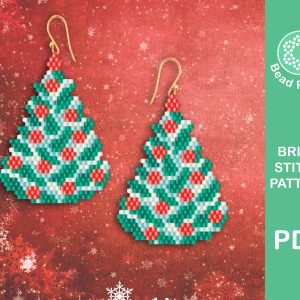 christmas tree earrings brick stitch