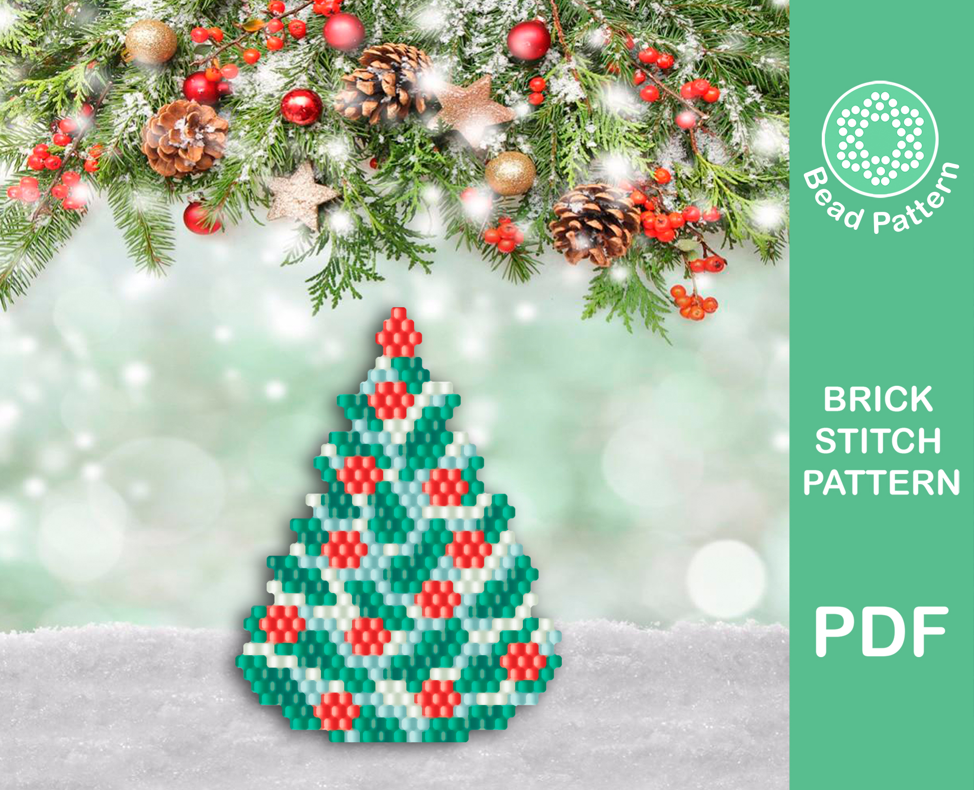 Christmas Tree brick stitch pattern 4 Xmas tree bead pattern