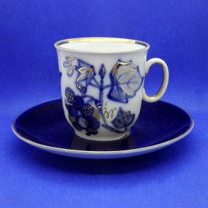 Lomonosov Cobalt Blue Coffee Cup & Saucer. Grape. Cup LFZ