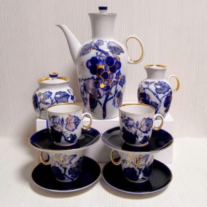Set Cobalt Blue Porcelain LFZ. Grape. Russian Lomonosov Porcelain