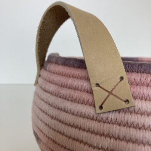 Round basket with leather handles 19 cm x 12 cm Free shipping
