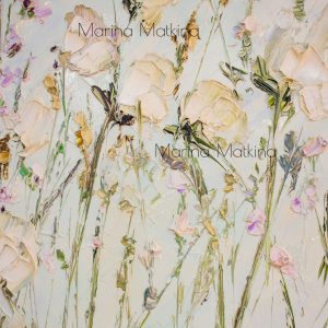Crealandia - Handmade Marketplace 142 Large blue oil painting with flowers on canvas