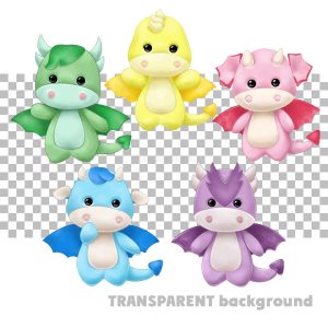 Baby Dragons Watercolor Clipart Sublimation design Png files