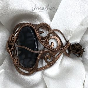 Dark Dragon vein agate Copper bracelet