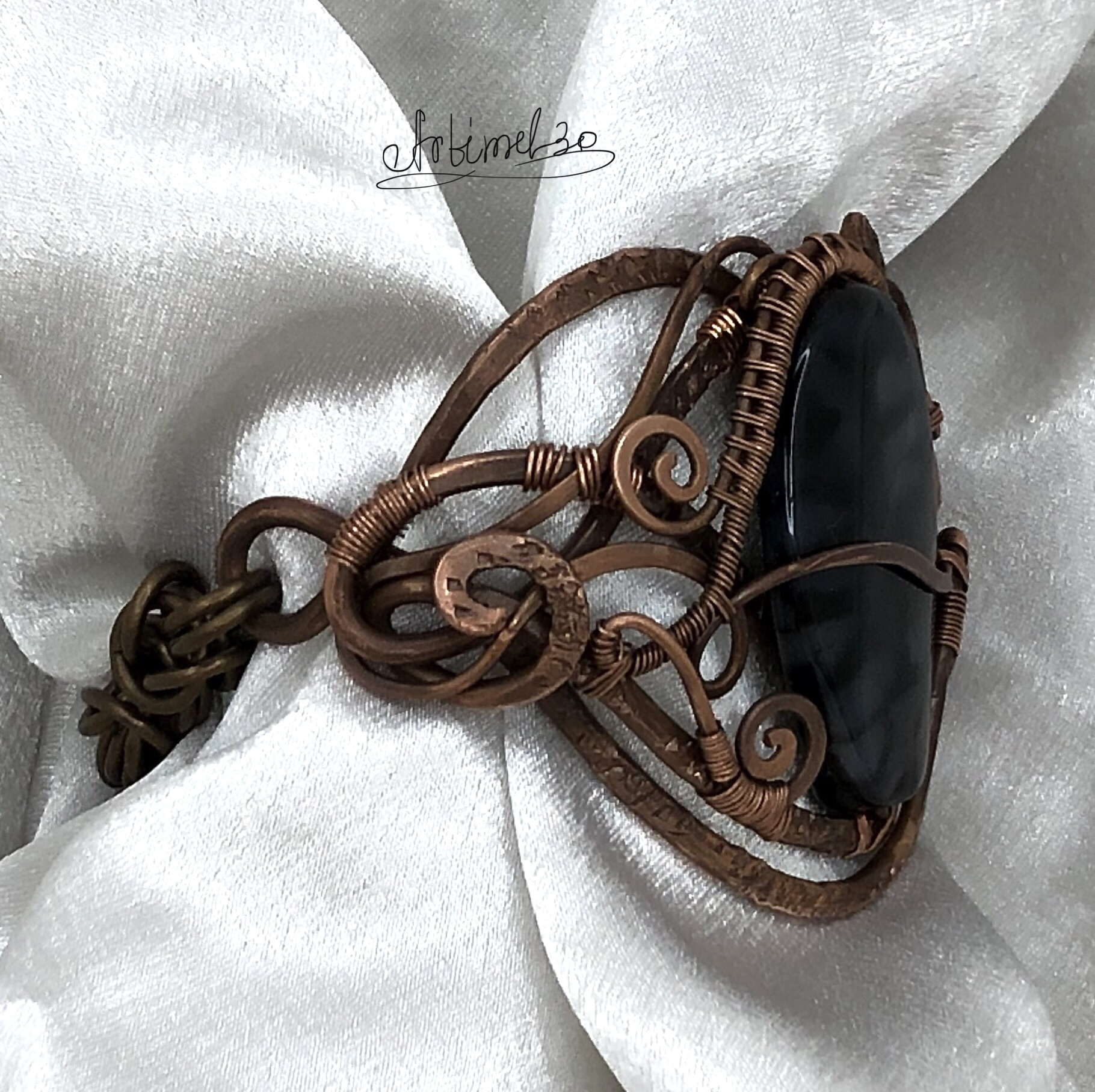 Copper Bracelet Wire wrapped Agate stone 3