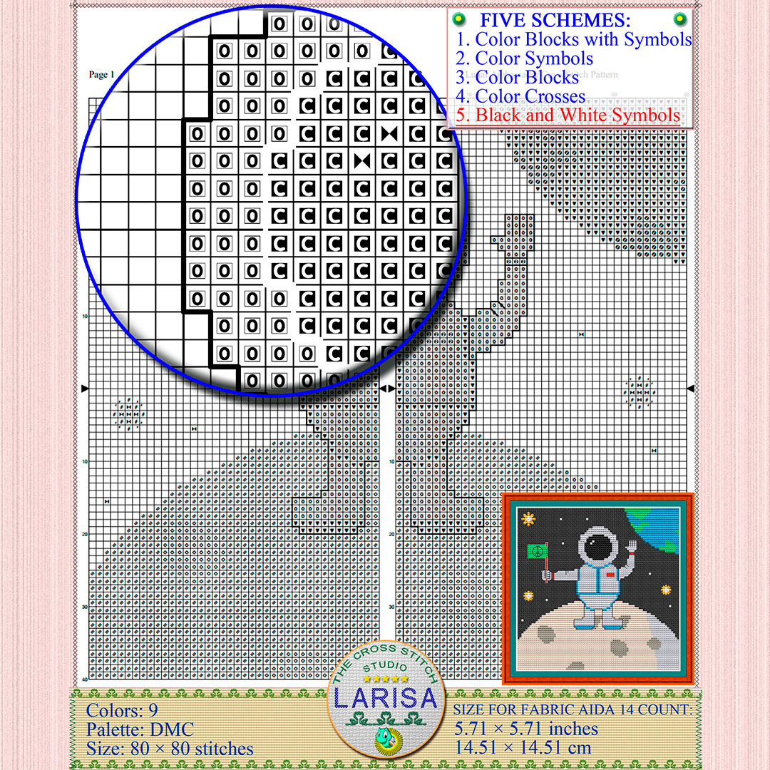 Lunar Ambassador Cross Stitch Pattern | Astronaut on the Moon 10 Lunar Ambassador Cross Stitch Pattern