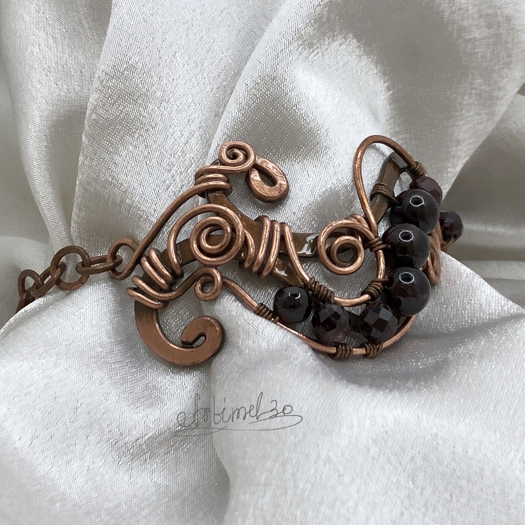 Copper Bracelet Wire wrapped Agate stone 2