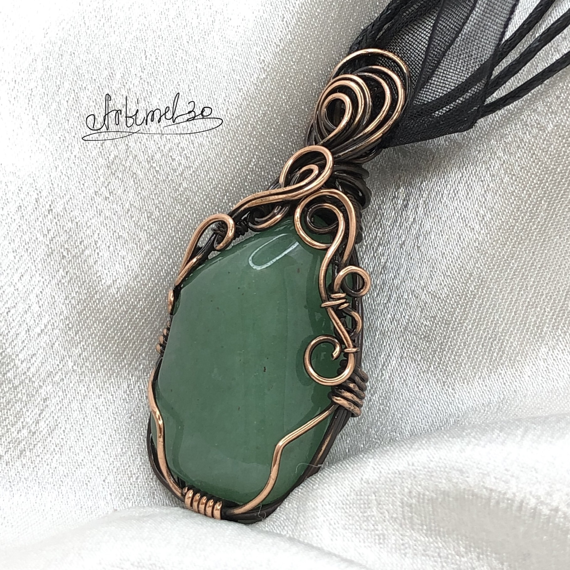 Green Quartz stone copper Pendant