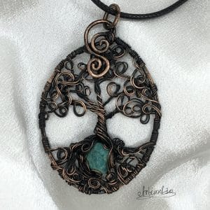 Tree of life Amazonite stone pendant