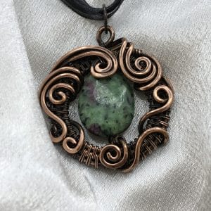 Zoisite natural stone Wire wrapped pendant
