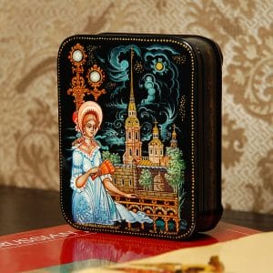 St Petersburg beauty lacquer box painted Russian art