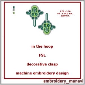 FSL decorative clasp for clothes Embroidery design in the hoop(ITH)