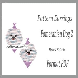 Pomeranian Dog 2 Earrings bead patterns PDF file Beading patterns Beading earrings Beading dogs Olegirabeadpatterns