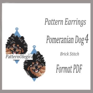 Pomeranian Dog 4 Earrings bead patterns PDF file Beading patterns Beading earrings Beading dogs Olegirabeadpatterns