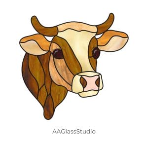 stained glass cow pattern window decor