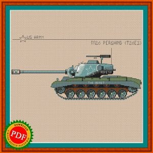 Pershing tank cross stitch pattern