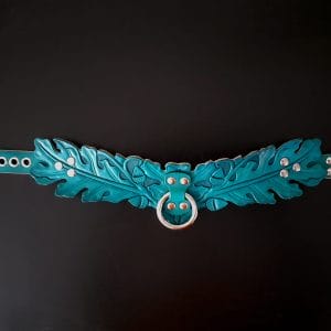 custom bdsm turquoise leather collar for women