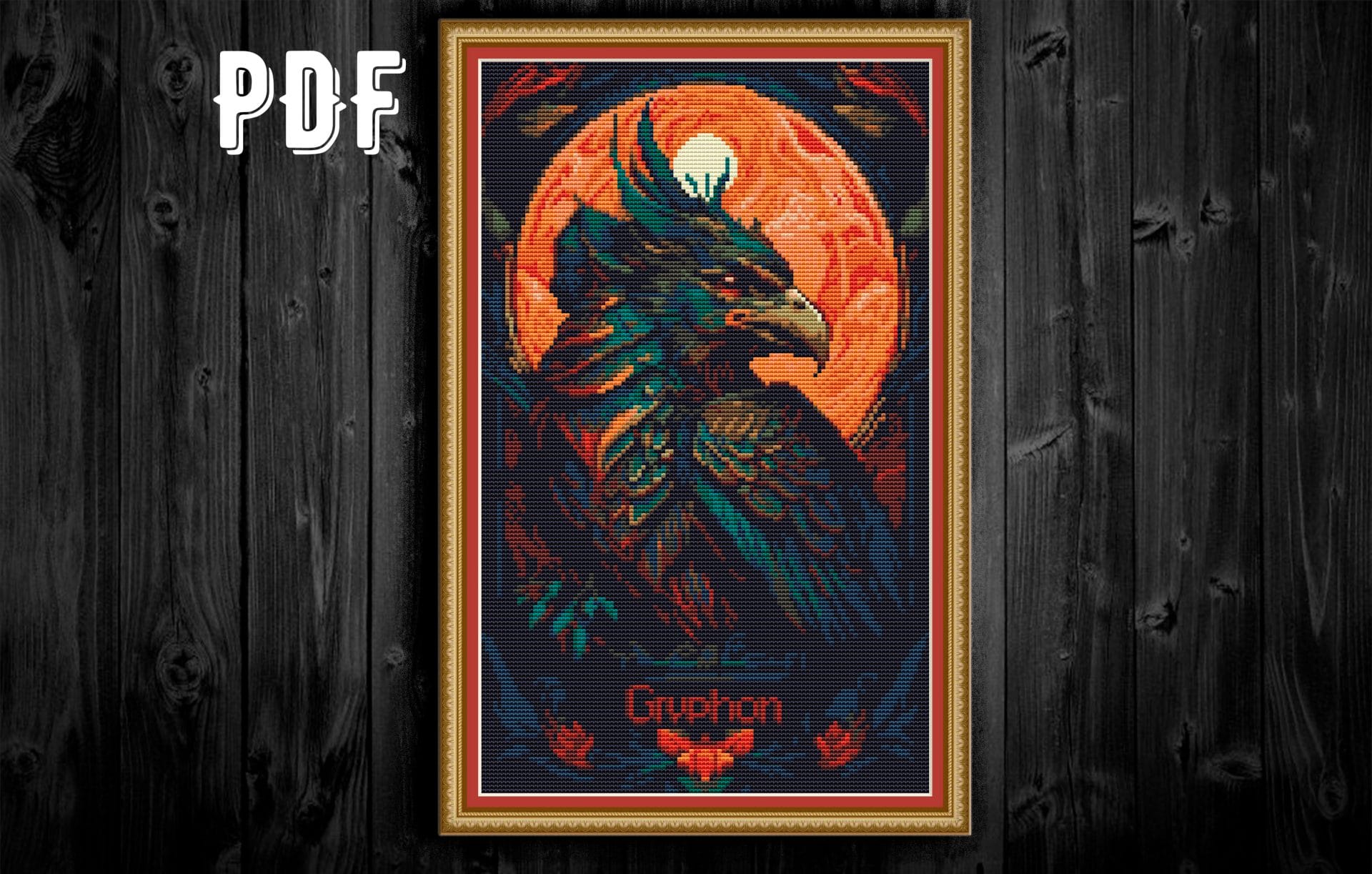 Magic Gryphon Cross Stitch Pattern, gothic cross stitch, modern cross stitch. gothic cross stitch