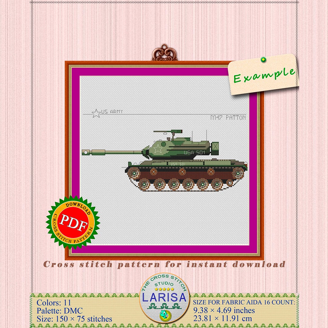 M47 Patton Cross Stitch Pattern | Patton Tank Chart 11 M47 Patton Cross Stitch Pattern