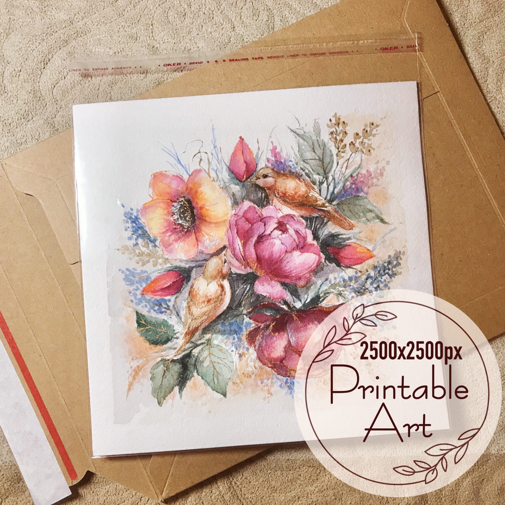 Watercolour painting - Birds and flowers 3 Watercolour painting - Birds and flowers - Image 3