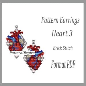 HEART 3 Earrings bead pattern PDF file Love bead pattern Bead earrings pattern Olegirabeadpatterns