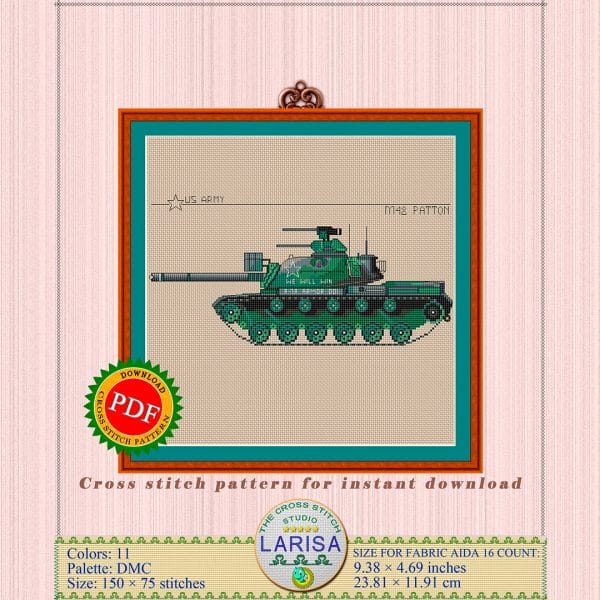 M48 Patton Cross Stitch Pattern | American Main Battle Tank M48 Patton ...