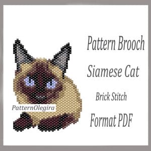 Siamese Cat bead brooch pattern Cat brick stitch pattern Cat pattern Olegirabeadpatterns