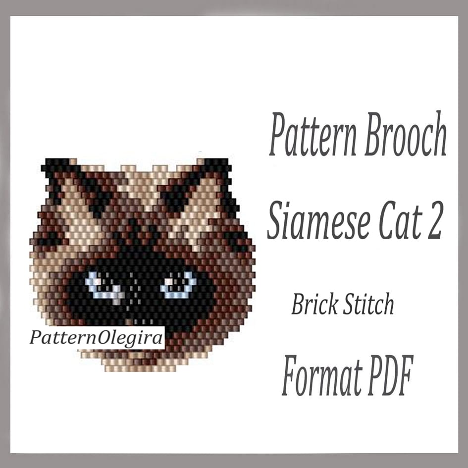 SIAMESE CAT 2 brooch bead pattern PDF file Bead pattern brick stitch 1 Siamese Cat 2 bead brooch pattern Cat brick stitch pattern Cat pattern Olegirabeadpatterns