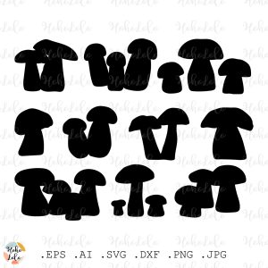 Boletus White mushroom Svg Silhouettes Cricut Stencil Dxf