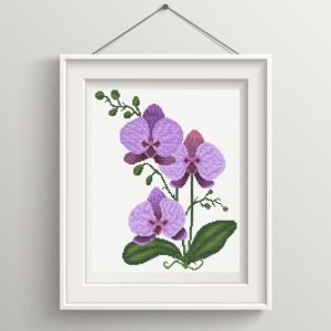 Cross stitch pattern Orchid, cross stitch chart PDF