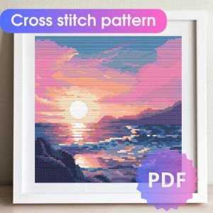 Cross stitch pattern Seascape, simple cross stitch pattern PDF