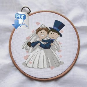 Bride and groom Cross stitch pattern PDF