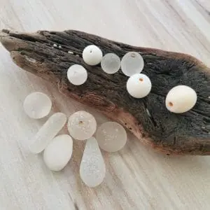 White genuine sea glass set WT35