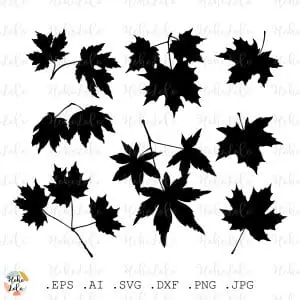 Maple Leaves Svg Silhouettes Cricut Stencil Dxf