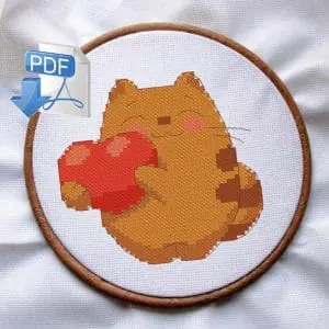 Romantic cat Cross stitch pattern