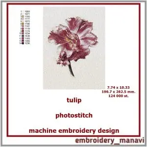 Machine embroidery design photo stitch Tulip