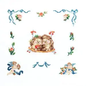 Adorable Hedgehog with Angel Cross Stitch: Nursery Room Decor & Pillowcase
