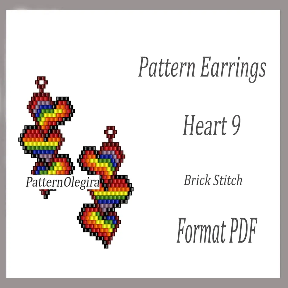 HEART 9 Earrings beading pattern PDF Brick stitch pattern