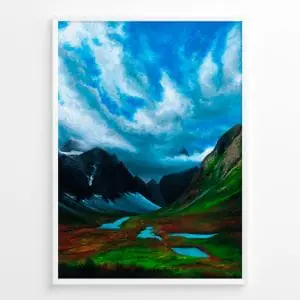 landscape printable art moody mountains painting