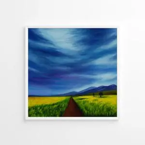 countryroad countryside field oil painting