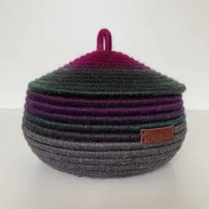 Multicolor basket with lid Mini Jute Basket with lid