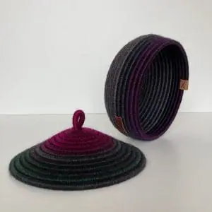 Multicolor basket with lid Mini Jute Basket with lid