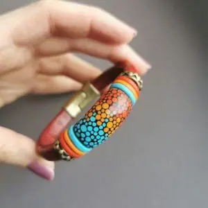 Mosaic Polymer clay sliders for the regaliz leather Bracelet