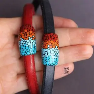 Mosaic Polymer clay sliders for the regaliz leather Bracelet
