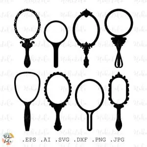 Hand Mirror Svg Silhouettes Cricut Stencil Template
