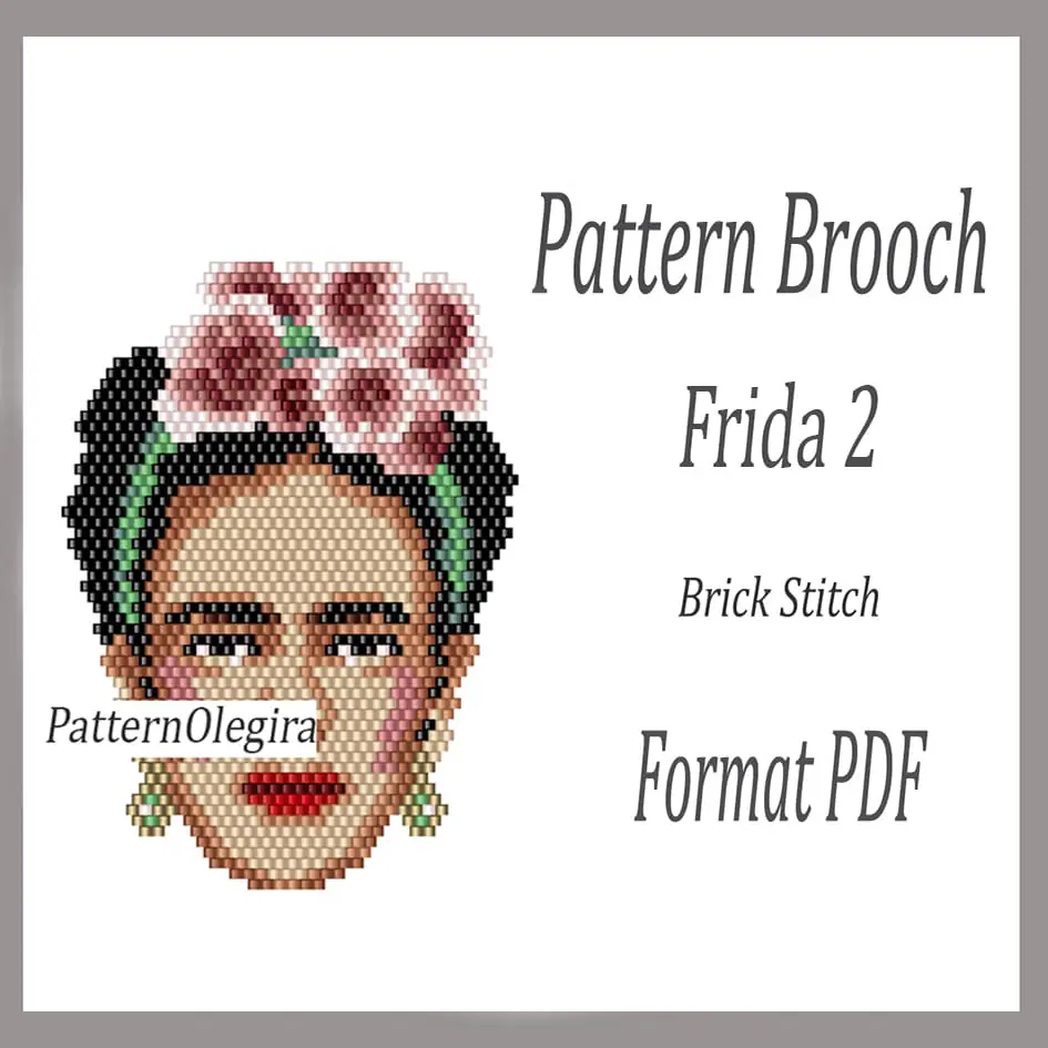 FRIDA 2 brooch bead pattern PDF file Bead pattern brick stitch